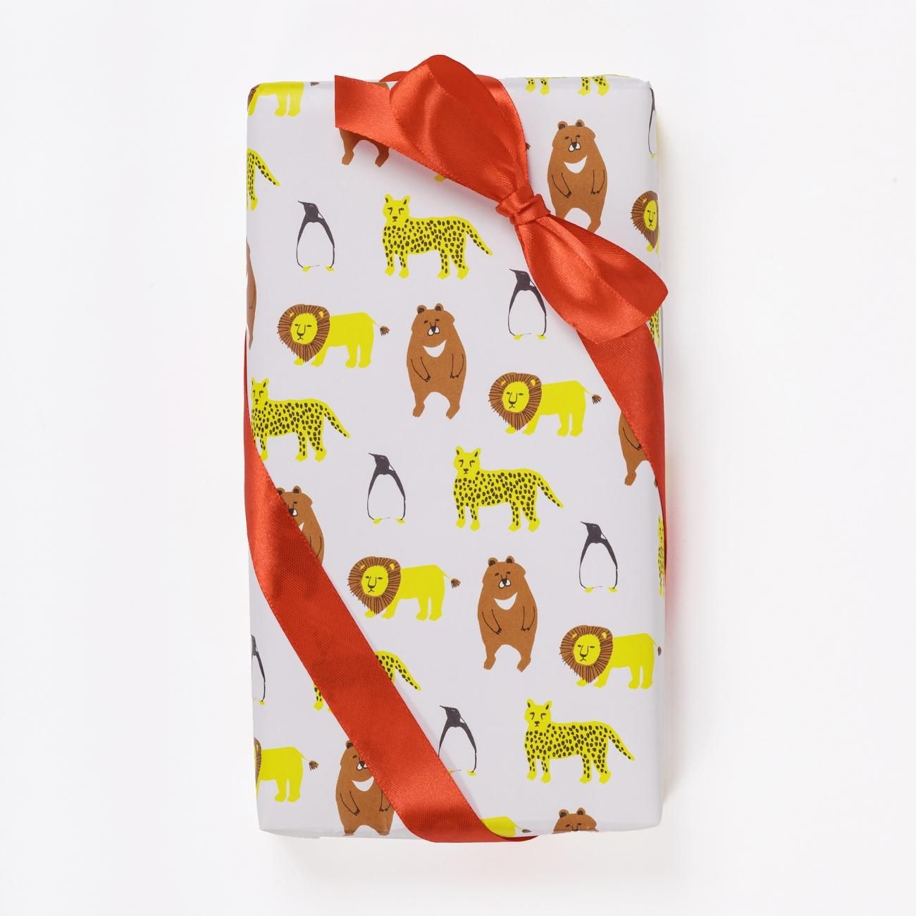 アニマル柄ラッピングペーパー/包装紙 5枚 - おしゃれな海外包装紙