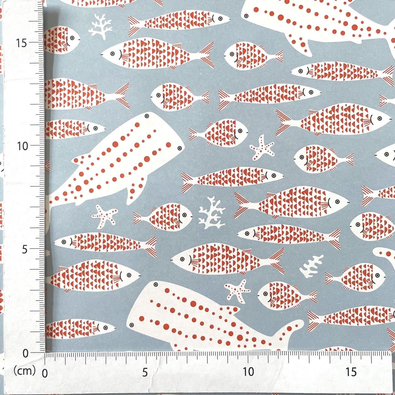 Under the Sea柄／ブルー ラッピングペーパー/包装紙 5枚 - おしゃれな