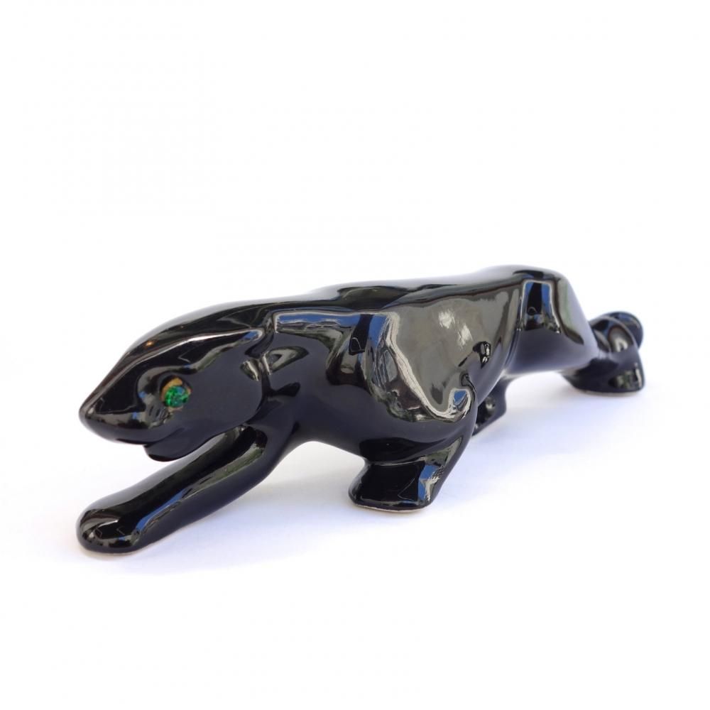 ライオン 陶器 ロカビリー ブラックパンサー 置物 ヴィンテージ