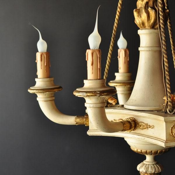 中古】クラシックシャンデリア 3灯 ブロンズ・白 アンティーク 中古