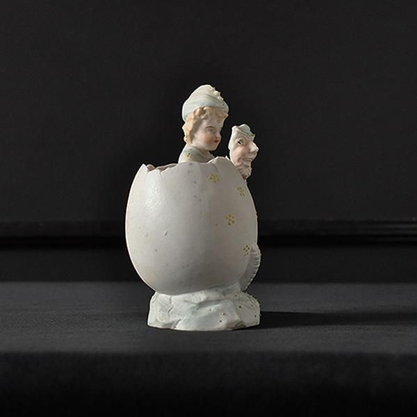 ピエロと仮面と割れた卵/フランスアンティーク雑貨 ピエロ クラウン