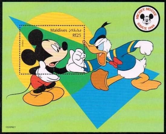 ドナルドダックとミッキーマウスの切手 モルディブ1999年ディズニー