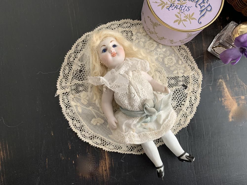 断捨離SALE品♡シルク アンティークビスクドールドレス ＆ ボンネット