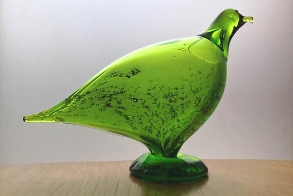 Muurlaムールラ 新緑のガラス鳥オブジェ - ヴィンテージ北欧雑貨