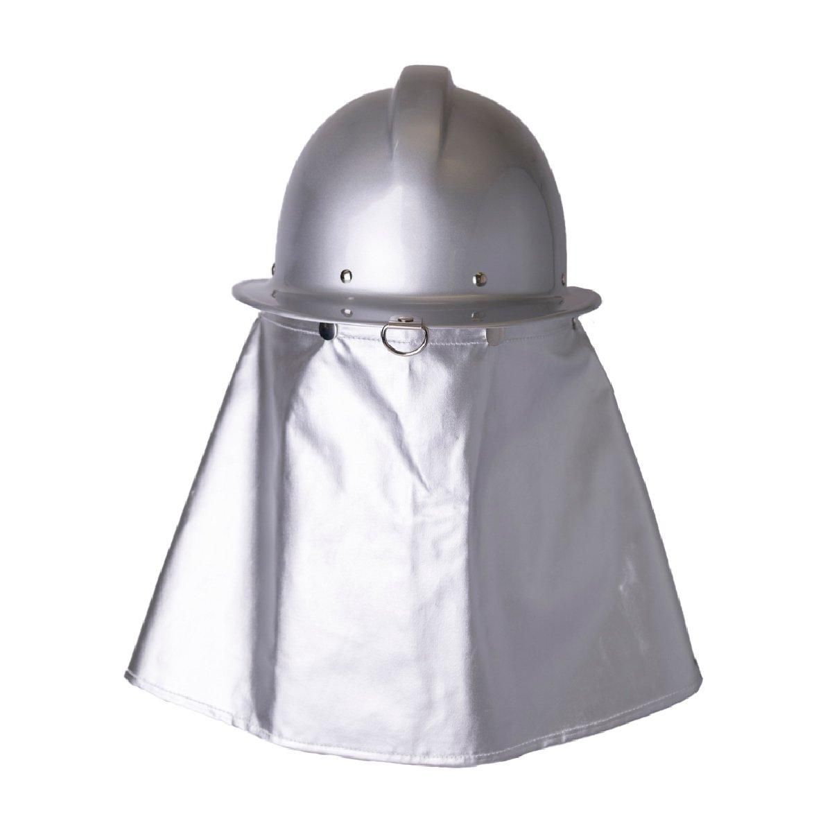 消防団新ガイドライン シールド付きシルバー防火ヘルメット シコロ付き