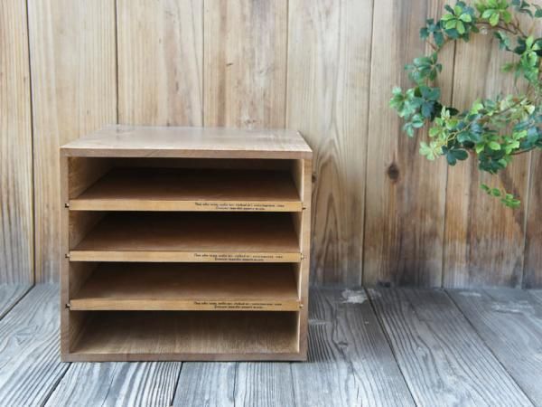 スライド4段書類ケース A4サイズ収納 アンティーク調 木製書類箱 日本