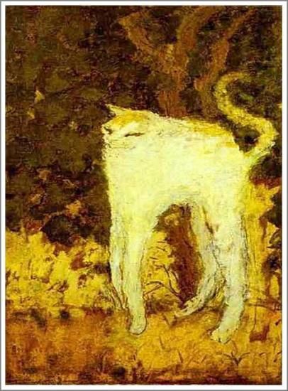ボナール【白いネコ】 - 手描き 絵画（油絵複製画）販売のアート名画館