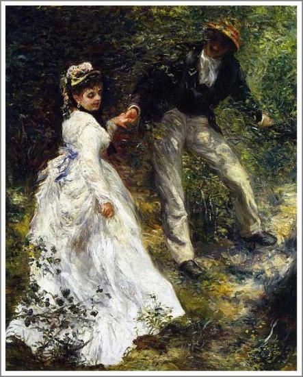 ルノワール【散歩道】 - 手描き 絵画（油絵複製画）販売のアート名画館