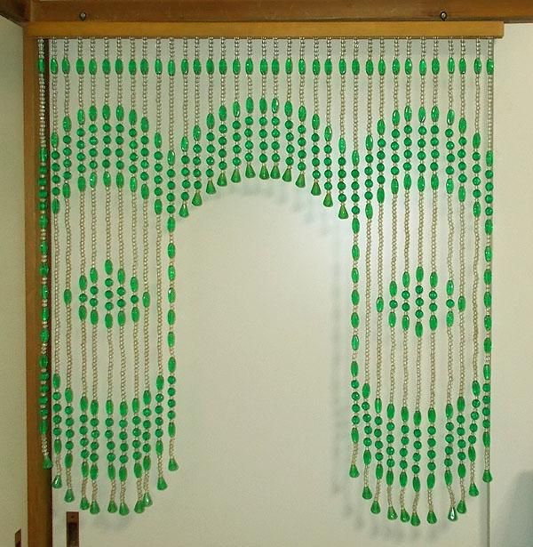 レトロポップ ビーズカーテン ビーズのれん 珠のれん 緑 昭和レトロ