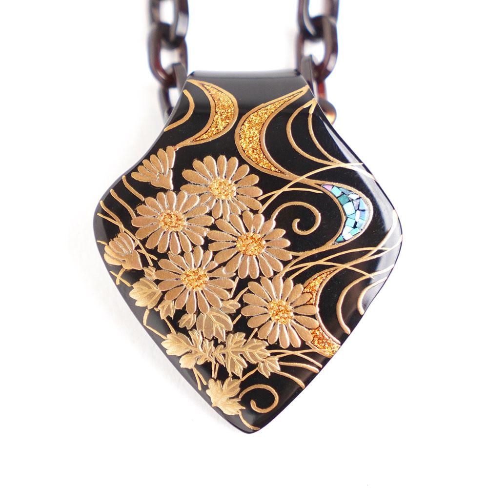 鼈甲 べっこう ペンダント 蒔絵螺鈿 本鼈甲 螺鈿 蒔絵 作家 川光