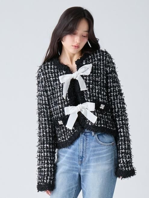 Lily Brown （リリーブラウン)ラメリボンニットジャケット 26春夏