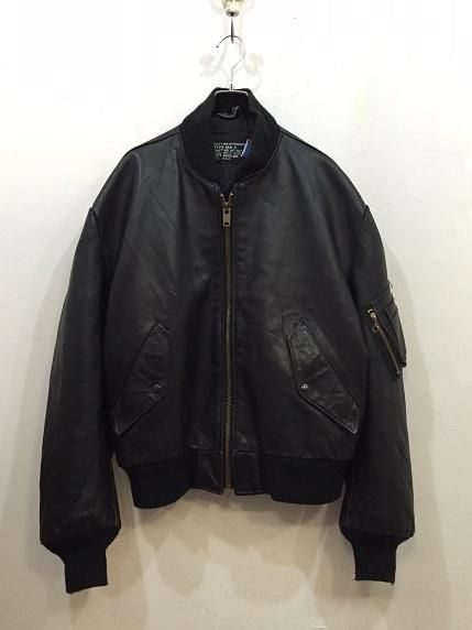 90s J.CREW leather jacket MA-1 type 巨人タグ