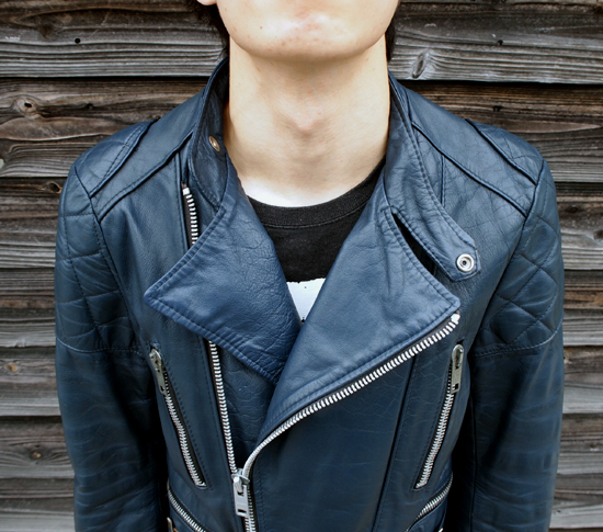 ウルフレザー ライダース ロンジャン ブルー 淡い 青 スモール サイズ