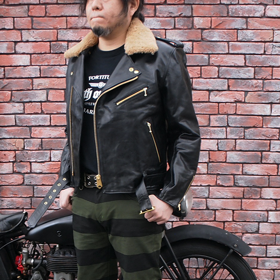 BARKBOX Original 英国産 ムートン 襟 ライダース ロンジャン ステア