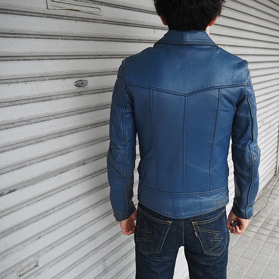 ロンジャン ブルー 英国製 ヴィンテージ リアルレザー イギリス