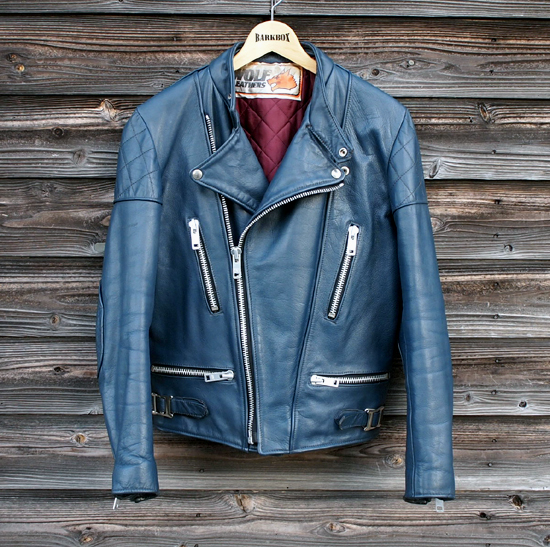 ウルフレザー ライダース ロンジャン ブルー 淡い 青 スモール 英国製