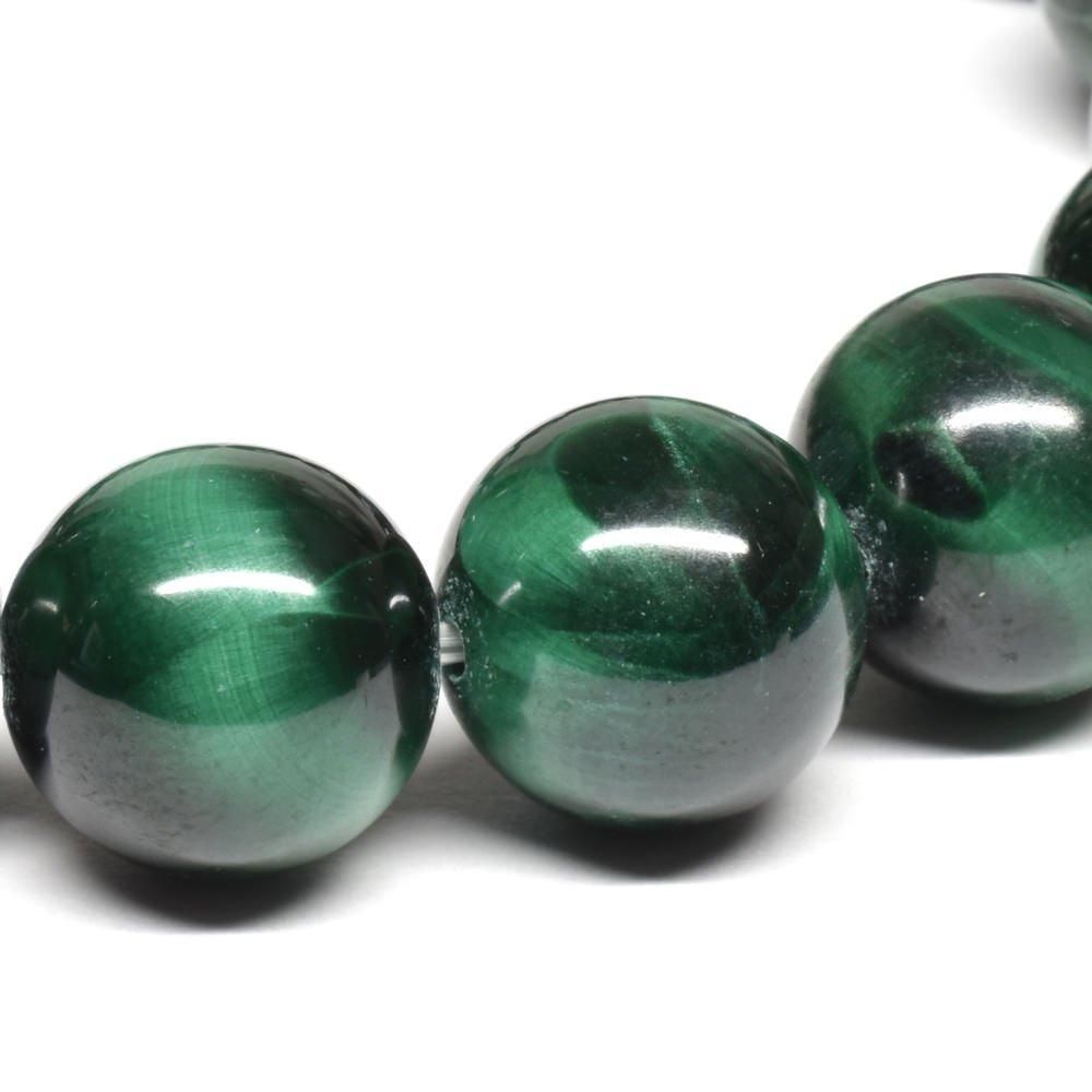 鑑別書付]クリソコラインマラカイト ブレスレット 12-12.5mm #QC443