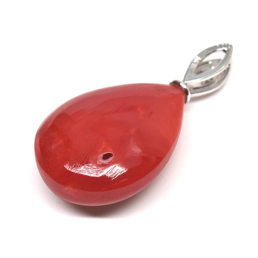 プレミアム]天然赤珊瑚（胡渡り） ペンダントトップ 11.7x15mm #AA002