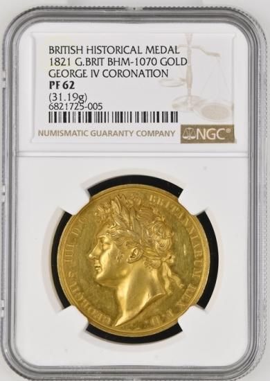 イギリス 1821 ジョージ4世 戴冠記念メダル NGC PF62 プルーフ62