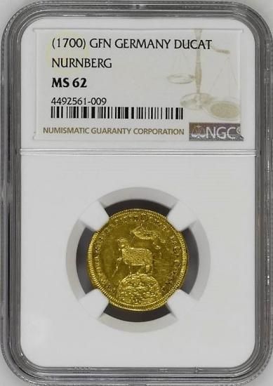 ドイツ ニュルンベルク 1700年 ラムダカット 1ダカット 金貨 NGC MS62