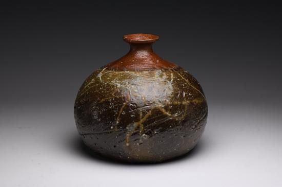 岡山県重要無形文化財 吉本正 備前焼 緋襷徳利 共箱 酒器 とっくり