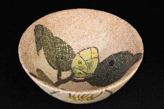 作家もの 人気作家 伊藤東彦 布目 湯呑 白花 共箱 手描き フリーカップ