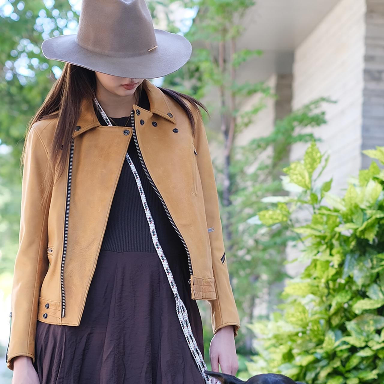 VVK シングルライダースジャケット(レディース)/オレンジ - HOSU