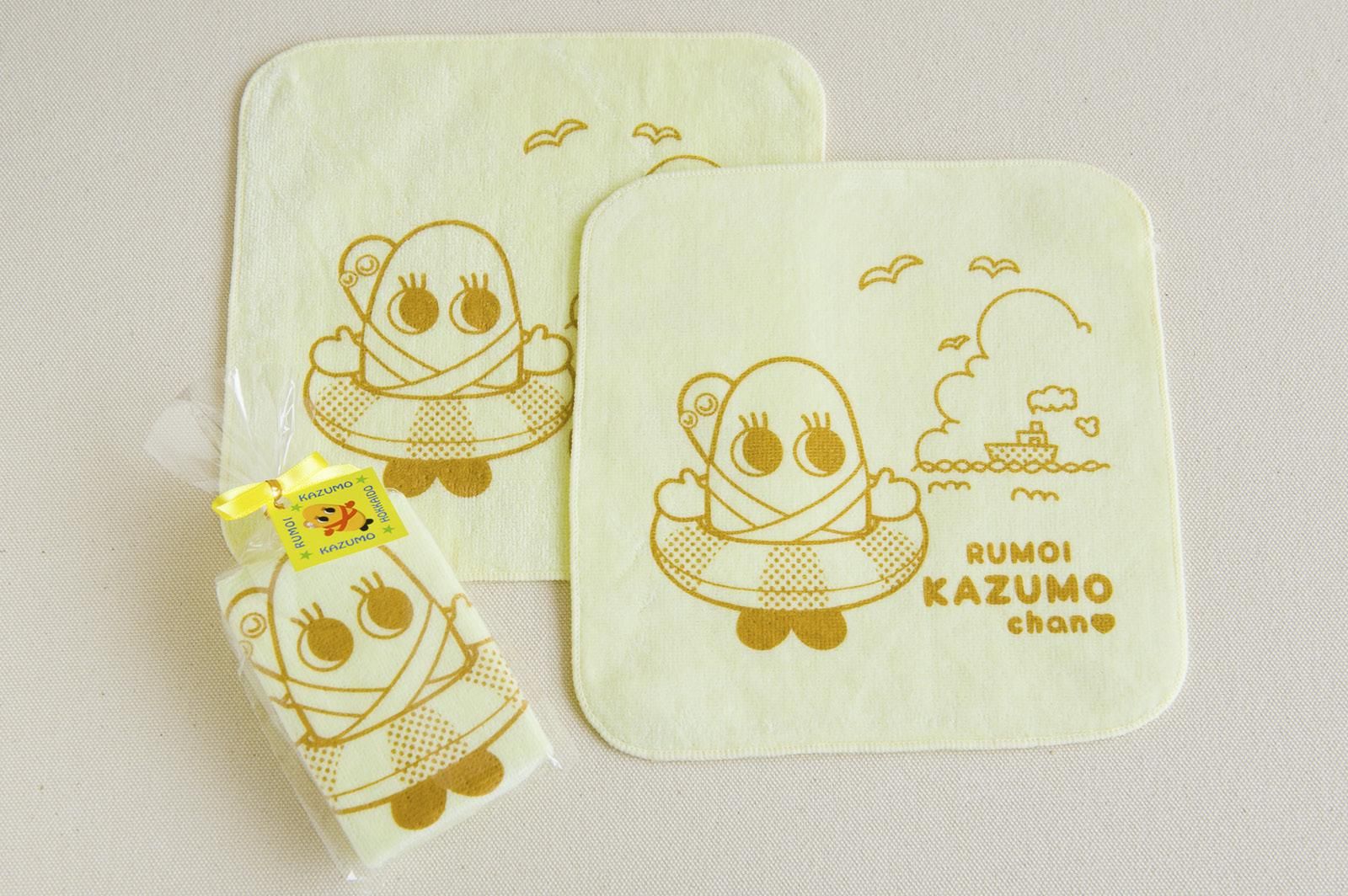 KAZUMOミニタオル（ピンク・ブルー・イエロー） - 留萌おみやげ処 お