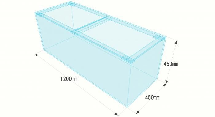 アクリル水槽 W1200×D450×H450mm 板厚8mm（規格サイズ） - オーダー