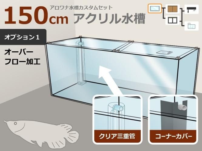 アロワナ用アクリル水槽 W1500×D600×H600mm 板厚10mm - オーダーメイド