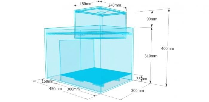 ウールボックス付き塩ビろ過槽 W450×D300×H400 - オーダーメイド水槽は
