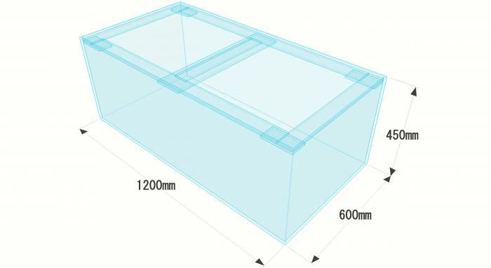 アクリル水槽 W1200 D700 H400 四面黒 ワンオフ 佐川急便発送 アクリル