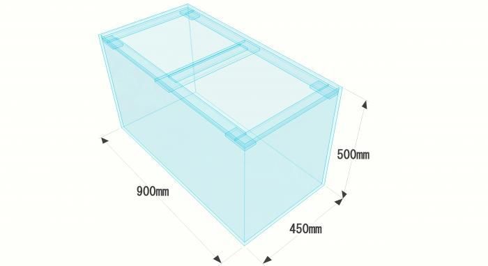 アクリル水槽 W900×D450×H500mm 板厚8mm (規格サイズ) - オーダー