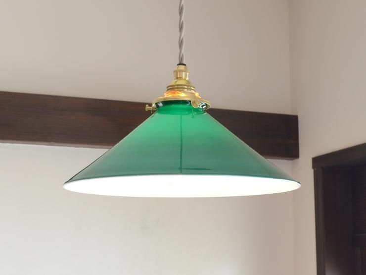 ヴィンテージ グリーンガラス ペンダントランプ｜アンティーク照明