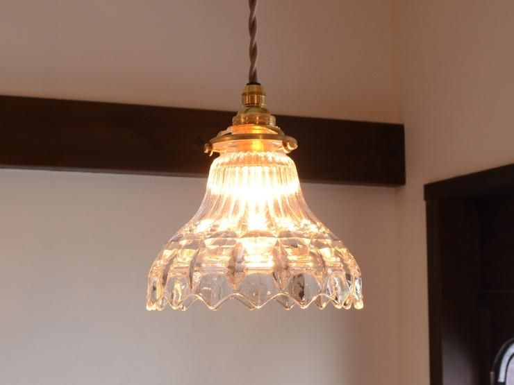 アンティーク カットガラスシェード ペンダントランプ｜アンティーク
