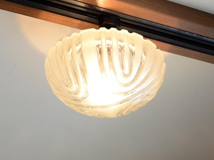 1930's アンティーク 真鍮 ガラスランプ（天井照明）※直付専用