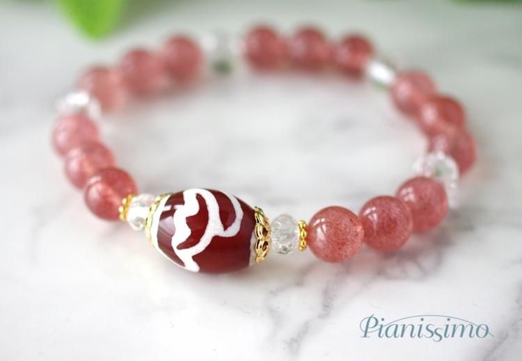 良縁成就・才能開花】水蓮花天珠＆モスコバイト＆水晶ブレスレット