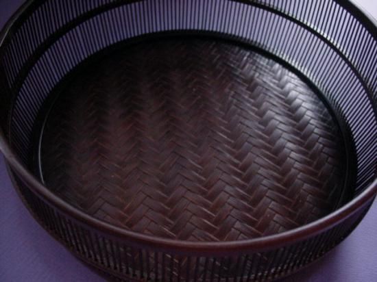 然林房 駿河竹千筋細工 茶櫃 八角 未使用 駿河竹千