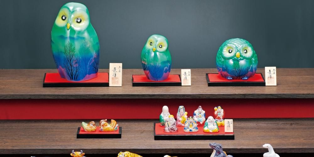 九谷焼 宝船 昭和骨董品 金彩極彩色陶器 縁起物 置物 九谷焼 宝船 昭和