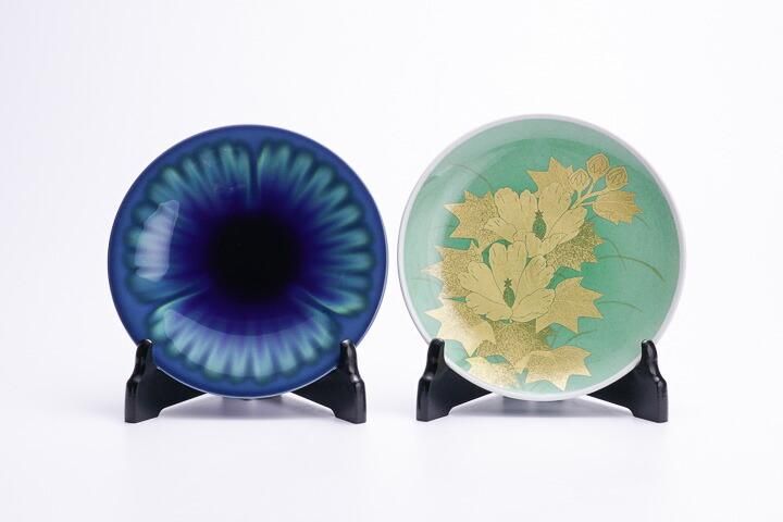 本物保証】三代徳田八十吉(本人作）銘々皿(梅文)五枚 共