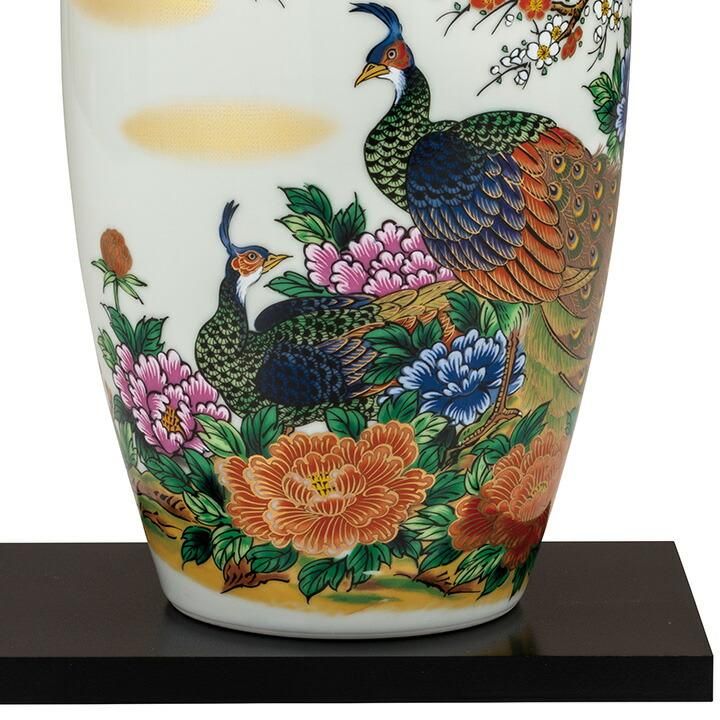 2490 九谷焼 筒型 花瓶 花活け 孔雀と牡丹 【公式通販】