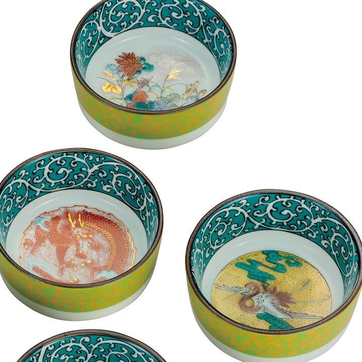 九谷焼 九谷色絵 釉裏金彩 小野珀子 組盃 小野珀子 『釉裏金彩花