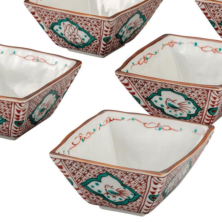 九谷焼 酒器「赤絵小紋」青葉作 共箱入り 九谷焼 酒器「赤絵小紋」青葉