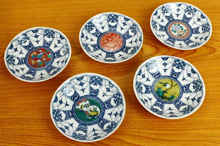 古九谷九谷焼 若杉窯李朝染付龍紋古染付アンティーク古九谷2客