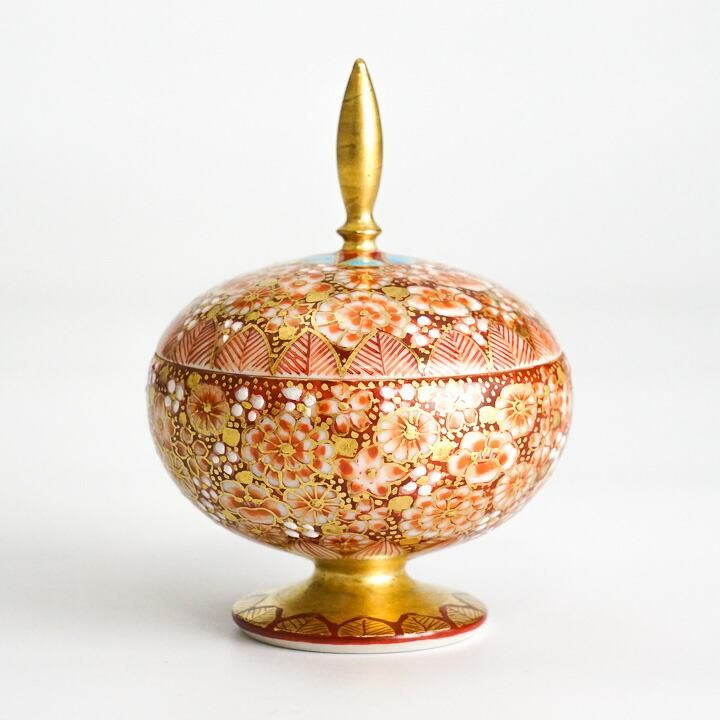 Y2921 在銘 薩摩 金彩 花尽くめ 皿 直径17.7㎝ 金襴手 L Y2921 在銘