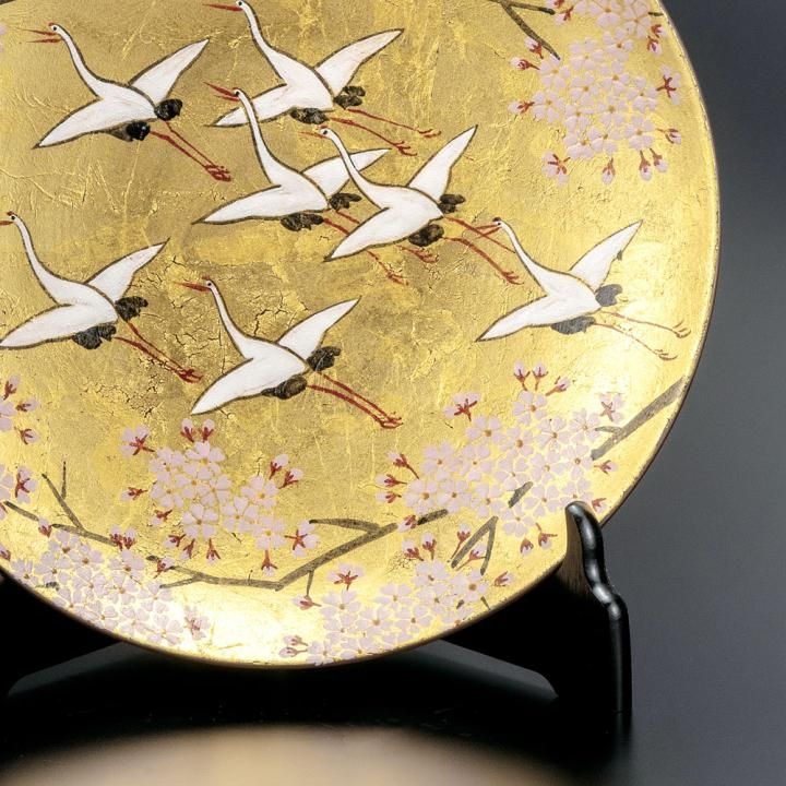 金縁 蒔絵 菊に小鳥 銘々皿 10枚 [B31532] 金縁 蒔絵 菊に小鳥 銘々皿