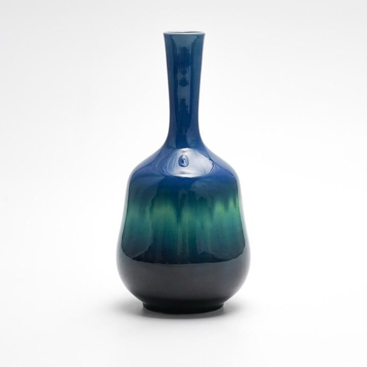 5号花瓶 碧明釉 | 三代徳田八十吉 - 九谷焼専門店の陶らいふ
