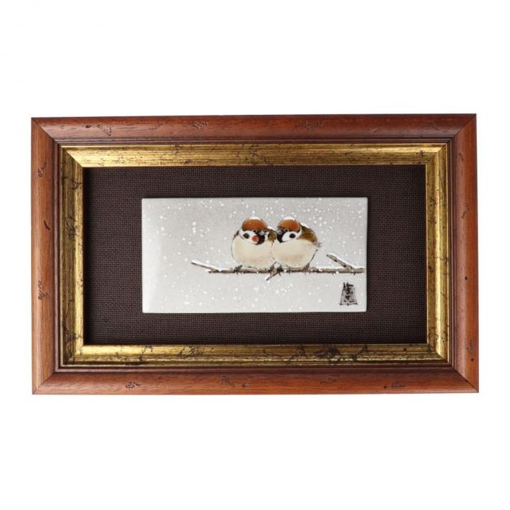 陶額 DB額（短冊小）雪二雀図 / 中村陶志人 - 和食器の通販なら九谷焼