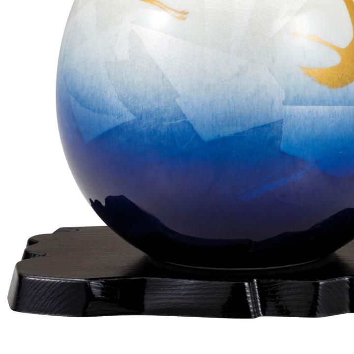 5.5号花瓶 銀彩双鶴（台付）