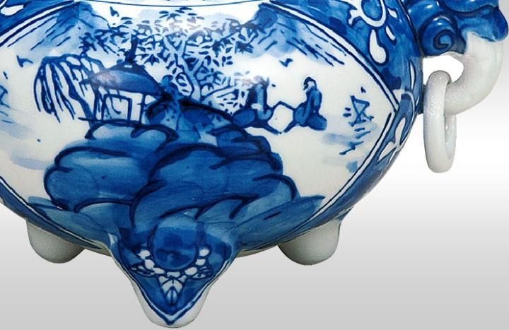 4.5号香炉 染付山水